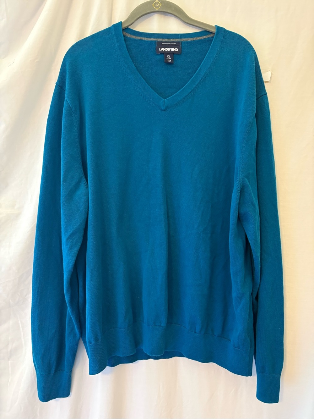 Lands' End Men’s Bright Teal V-Neck Sweater